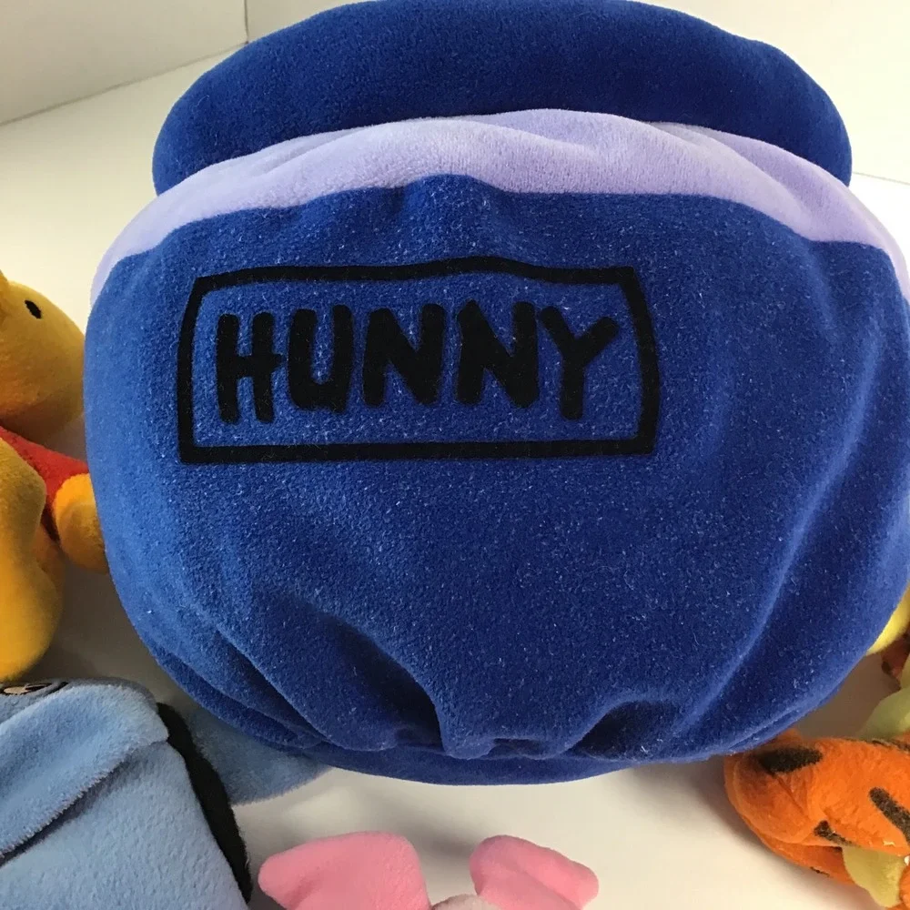 Vintage 90's Disney Winnie the Pooh & Friends Hunny Pot Plush 5 piece Rattle Set